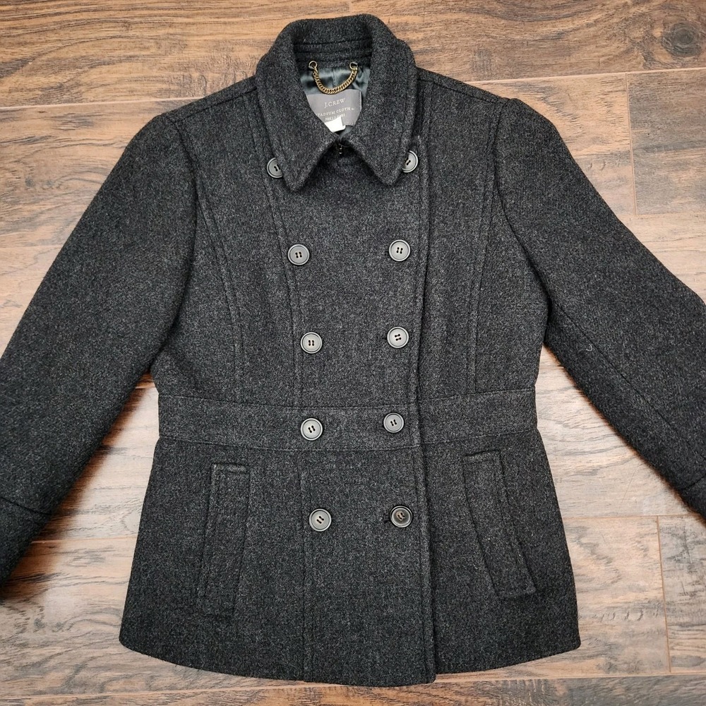 J.Crew Womens 4P Stadium Cloth by Nello Gori Gray Wool Peacoat Dark Academia